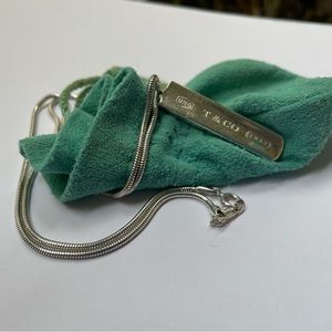 2001 Retired Tiffany & Co. Sterling 1837 Bar Pendant Necklace